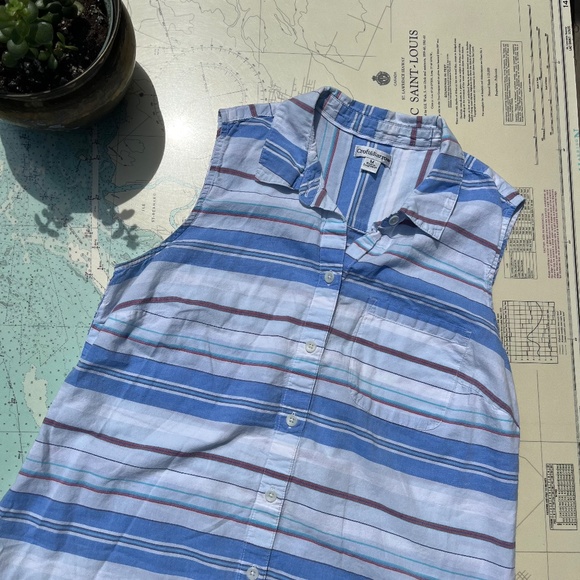 Croft & Barrow Striped Sleeveless Button Up Top - Picture 1 of 5